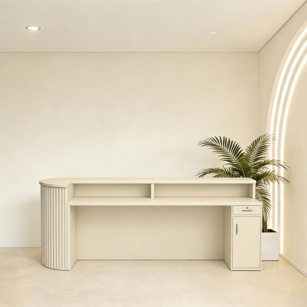 Geschäft Salon Empfangstisch Theke Tresen Kasse Laden Beige 270*70*115cm 【DZK-B2 270】