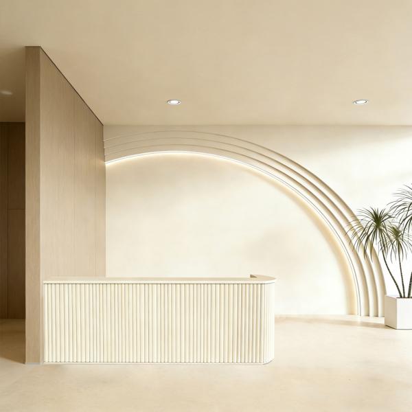 Geschäft Salon Empfangstisch Theke Tresen Kasse Laden Beige 270*70*115cm 【DZK-B2 270】