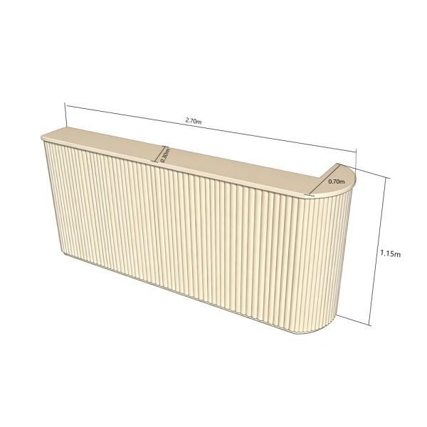 Geschäft Salon Empfangstisch Theke Tresen Kasse Laden Beige 270*70*115cm 【DZK-B2 270】