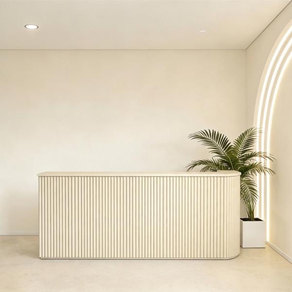 Geschäft Salon Empfangstisch Theke Tresen Kasse Laden Beige 270*70*115cm 【DZK-B2 270】