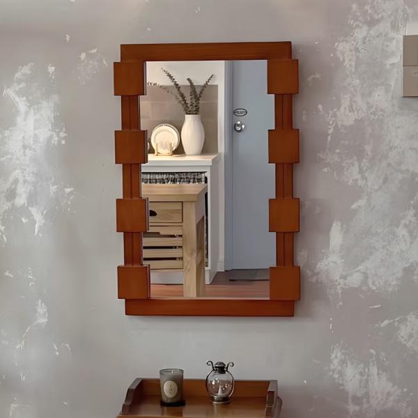 MuXing Vollholz Ganzkörperspiegel, Wandspiegel für Zuhause, Eingangsbereich Spiegel, Ideal als Ankleidespiegel für Flur oder Badezimmer 50x80 cm 【ZGCJ2689】