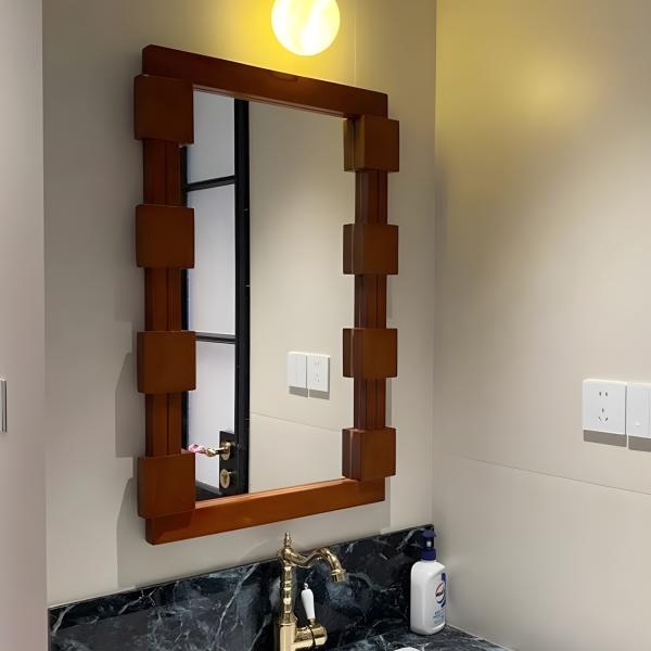 MuXing Vollholz Ganzkörperspiegel, Wandspiegel für Zuhause, Eingangsbereich Spiegel, Ideal als Ankleidespiegel für Flur oder Badezimmer 50x80 cm 【ZGCJ2689】