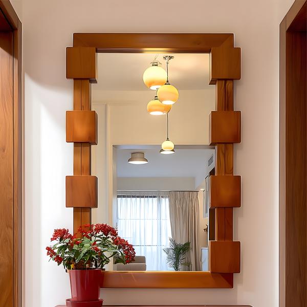 MuXing Vollholz Ganzkörperspiegel, Wandspiegel für Zuhause, Eingangsbereich Spiegel, Ideal als Ankleidespiegel für Flur oder Badezimmer 50x80 cm 【ZGCJ2689】