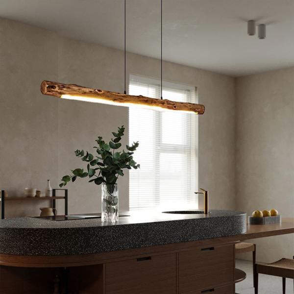 MuXing Pendelleuchte aus Massivholz – Stilvolle Energiesparende Deckenlampe für Wohnzimmer, Esszimmer, Cafés, Bar, Hängelampe, Design Lampe 100x8cm /SMDD100/
