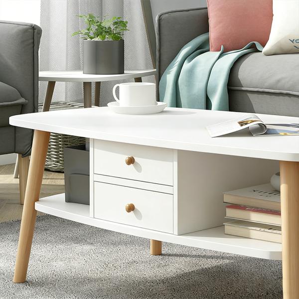 Muxing  Couchtisch Wohnzimmermöbel Couchtisch mit Schubladen kleiner Couchtisch schlichter Couchtisch 100*50*42cm