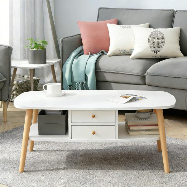 Muxing  Couchtisch Wohnzimmermöbel Couchtisch mit Schubladen kleiner Couchtisch schlichter Couchtisch 100*50*42cm