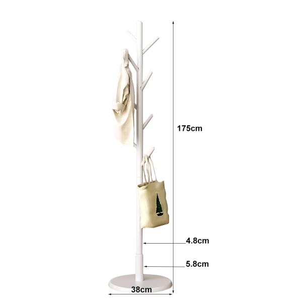 MuXing Stylischer Garderobenständer, Kleiderständer für Flur und Wohnzimmer, Huthalter & Jackenablage, Möbelstück für Eingangsbereich Weiß 175*38cm【YJ634XV】