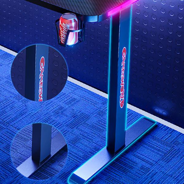 MuXing Eckschreibtisch Gaming Tisch L-Form RGB LED Computertisch PC Tisch Gamer Desk Büro Home Office modern stabil Schwarz