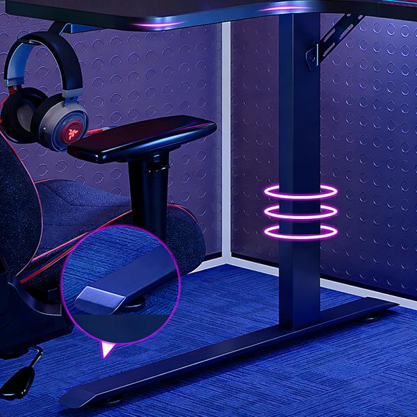 MuXing Eckschreibtisch Gaming Tisch L-Form RGB LED Computertisch PC Tisch Gamer Desk Büro Home Office modern stabil Schwarz