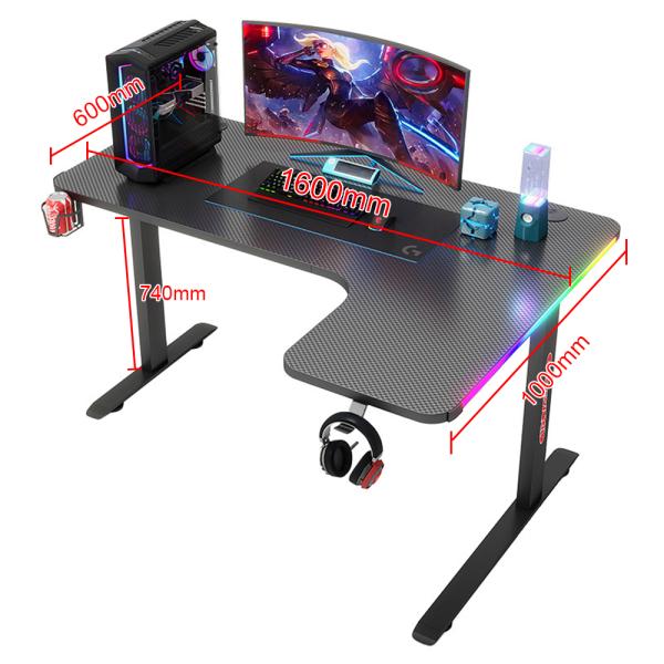 MuXing Eckschreibtisch Gaming Tisch L-Form RGB LED Computertisch PC Tisch Gamer Desk Büro Home Office modern stabil Schwarz