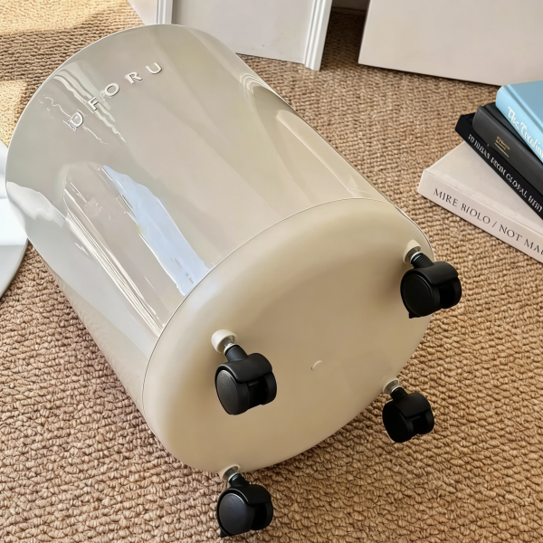 MuXing Mobiler Mülleimer für Zuhause – 2-Schichtiger Kunststoff-Müllkorb für Wohnzimmer, Schlafzimmer, Leichter Papierkorb Cremeweiß 24*32.5cm 【LJGL741】