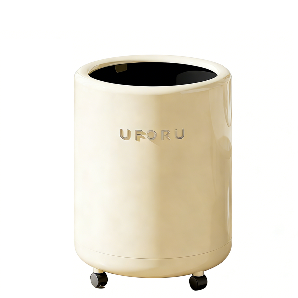 MuXing Mobiler Mülleimer für Zuhause – 2-Schichtiger Kunststoff-Müllkorb für Wohnzimmer, Schlafzimmer, Leichter Papierkorb Cremeweiß 24*32.5cm 【LJGL741】