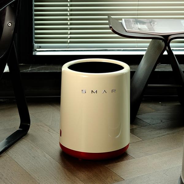 Muxing Mülleimer Haushalt – Küchenmülleimer, Badmülleimer, Papierkorb Büro & Schlafzimmer, Abfallbehälter für Zuhause Cremeweiß 12L 30*24.3cm /LJTYK/