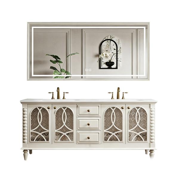 MuXing Badmöbel-Set mit Sinterstein Waschbecken, Badezimmer Set, Waschtisch mit Unterschrank, Waschtischkombination 130cm