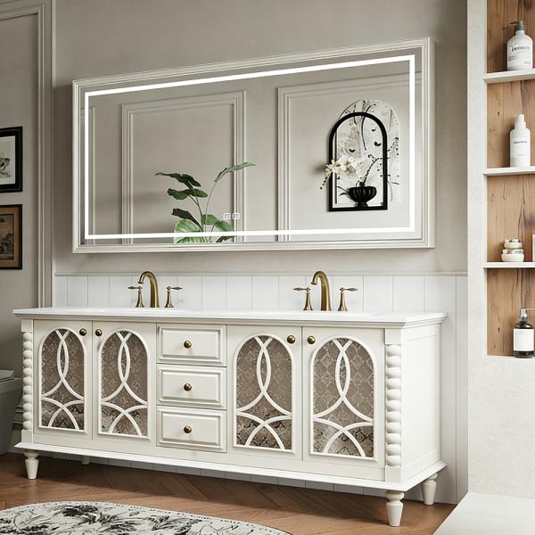 MuXing Badmöbel-Set mit Sinterstein Waschbecken, Badezimmer Set, Waschtisch mit Unterschrank, Waschtischkombination 130cm