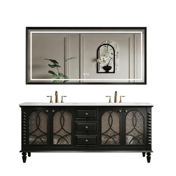 MuXing Badmöbel-Set mit Sinterstein Waschbecken, Badezimmer Set, Waschtisch mit Unterschrank, Waschtischkombination 130cm