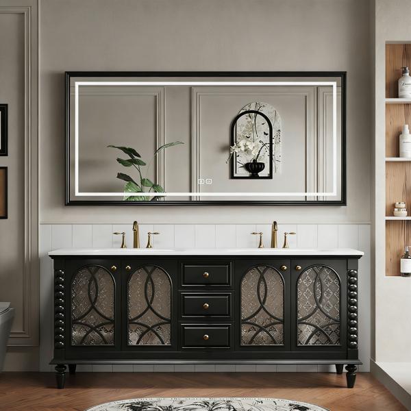 MuXing Badmöbel-Set mit Sinterstein Waschbecken, Badezimmer Set, Waschtisch mit Unterschrank, Waschtischkombination 130cm