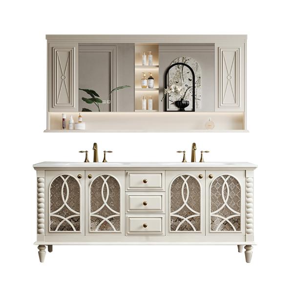 MuXing Badmöbel-Set mit Sinterstein Waschbecken, Badezimmer Set, Waschtisch mit Unterschrank, Waschtischkombination 130cm