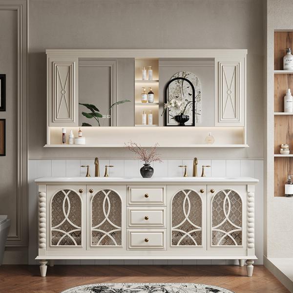 MuXing Badmöbel-Set mit Sinterstein Waschbecken, Badezimmer Set, Waschtisch mit Unterschrank, Waschtischkombination 130cm