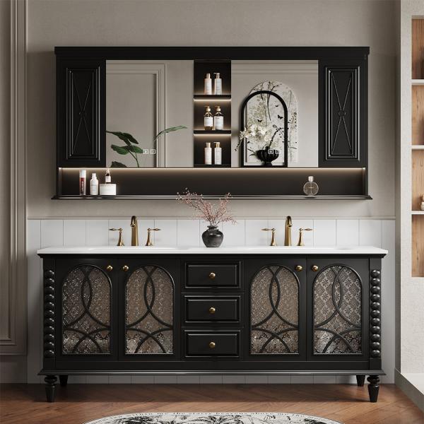 MuXing Badmöbel-Set mit Sinterstein Waschbecken, Badezimmer Set, Waschtisch mit Unterschrank, Waschtischkombination 130cm