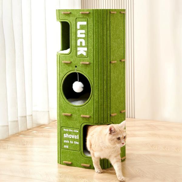 Muxing Mehrstöckiges Katzenbett, Kratzbaum für Katzen, Katzenbaum mit Höhle, Dreistöckiges Kratzfläche für Winter, Geschlossene Katze 90*37cm /MWLS/