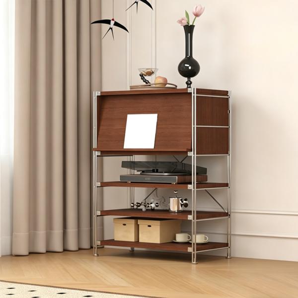 MuXing Regal Aufbewahrungsschrank, Vitrine Sideboard Beistellschrank, Stauraumschrank für Wohnzimmer, Esszimmer, Flur und Schlafzimmer 110x80x40cm /LYJY-80/