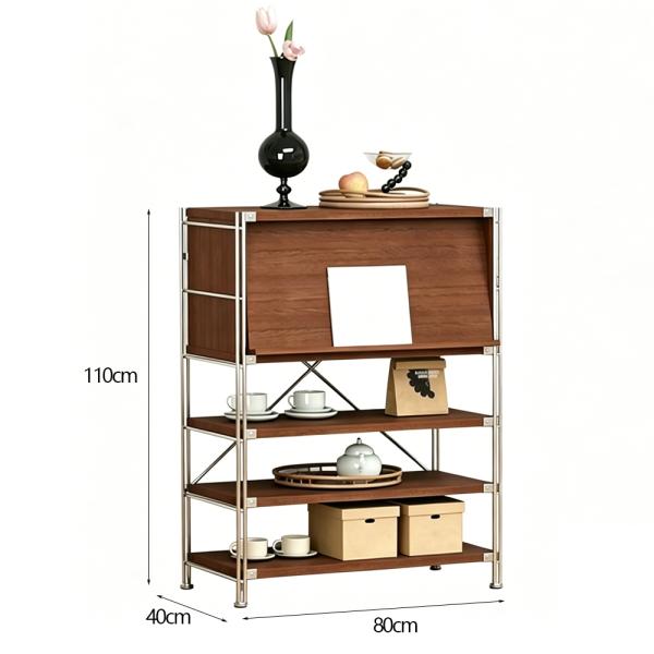 MuXing Regal Aufbewahrungsschrank, Vitrine Sideboard Beistellschrank, Stauraumschrank für Wohnzimmer, Esszimmer, Flur und Schlafzimmer 110x80x40cm /LYJY-80/