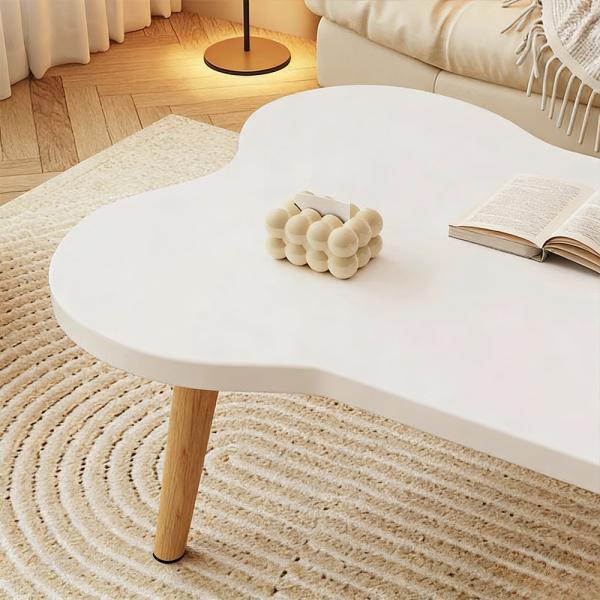 MuXing Kleiner Moderner Couchtisch, Stilvoller Beistelltisch für Wohnzimmer, Vielseitiger Teetisch, Perfekt als Kaffee-Tisch Weiß 60*40*30cm 【VB563G】