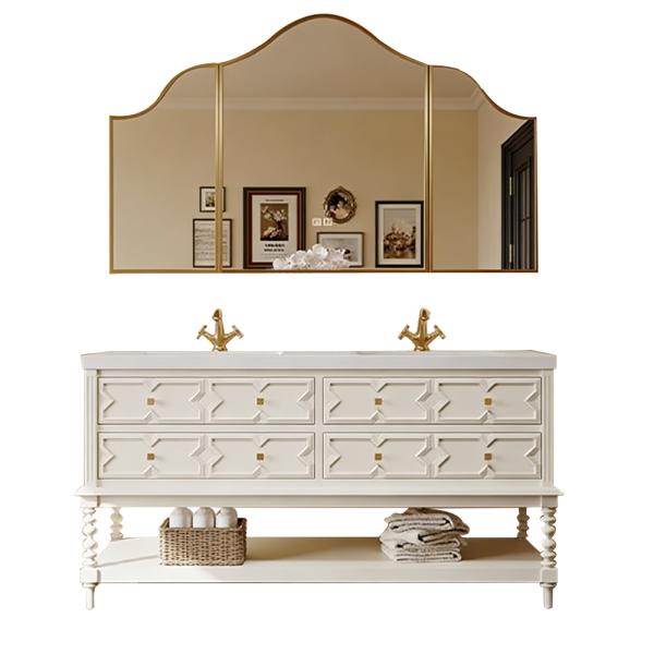 MuXing Sinterstein Waschbecken Set, Badezimmer Waschtisch Set, Spiegelschrank, Modernes Badmöbel Set, mit Armaturenloch 130*55cm