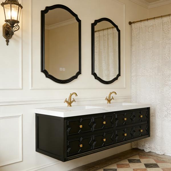 MuXing Sinterstein Waschbecken Set, Badezimmer Waschtisch Set, Modernes Badmöbel Set, mit Armaturenloch 130*55cm