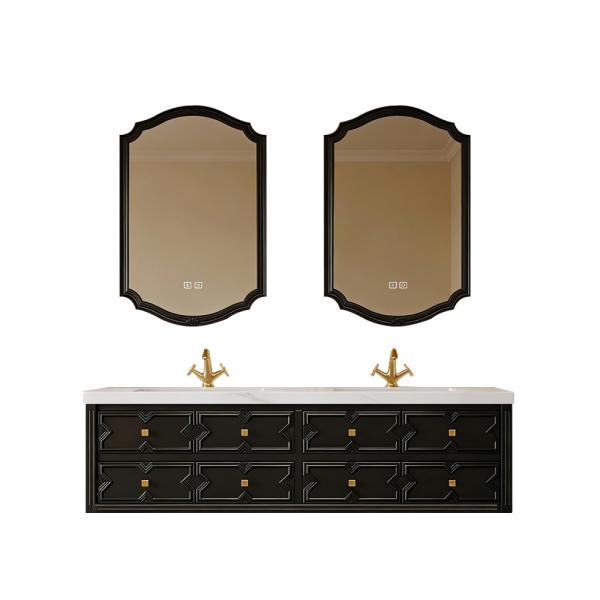 MuXing Sinterstein Waschbecken Set, Badezimmer Waschtisch Set, Modernes Badmöbel Set, mit Armaturenloch 130*55cm