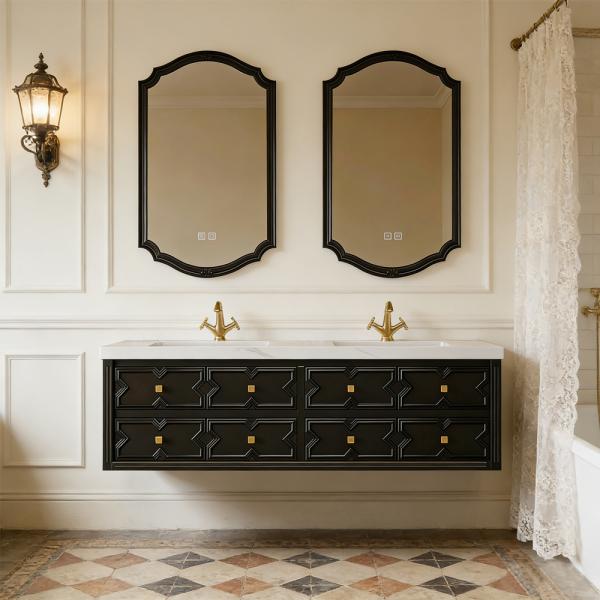 MuXing Sinterstein Waschbecken Set, Badezimmer Waschtisch Set, Modernes Badmöbel Set, mit Armaturenloch 130*55cm