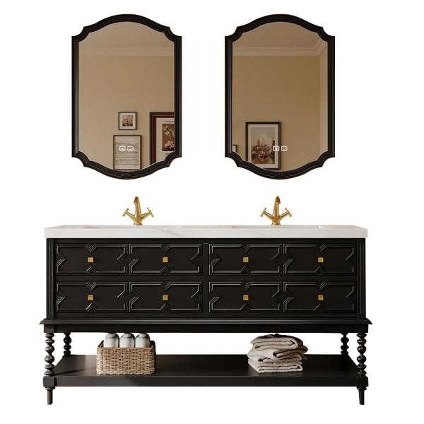 MuXing Sinterstein Waschbecken Set, Badezimmer Waschtisch Set, Modernes Badmöbel Set, mit Armaturenloch 130*55cm