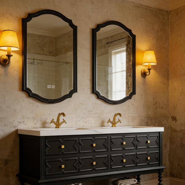 MuXing Sinterstein Waschbecken Set, Badezimmer Waschtisch Set, Modernes Badmöbel Set, mit Armaturenloch 130*55cm