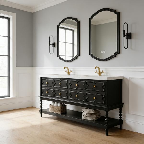 MuXing Sinterstein Waschbecken Set, Badezimmer Waschtisch Set, Modernes Badmöbel Set, mit Armaturenloch 130*55cm