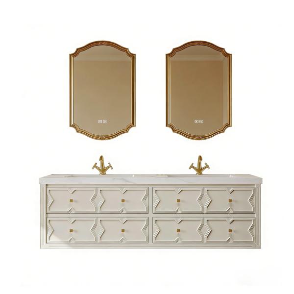 MuXing Sinterstein Waschbecken Set, Badezimmer Waschtisch Set, Modernes Badmöbel Set, mit Armaturenloch 130*55cm