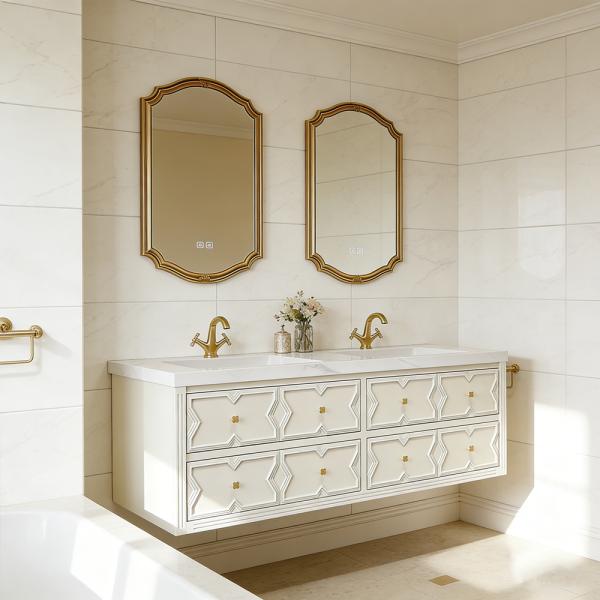 MuXing Sinterstein Waschbecken Set, Badezimmer Waschtisch Set, Modernes Badmöbel Set, mit Armaturenloch 130*55cm