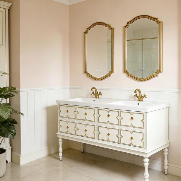 MuXing Sinterstein Waschbecken Set, Badezimmer Waschtisch Set, Modernes Badmöbel Set, mit Armaturenloch 130*55cm