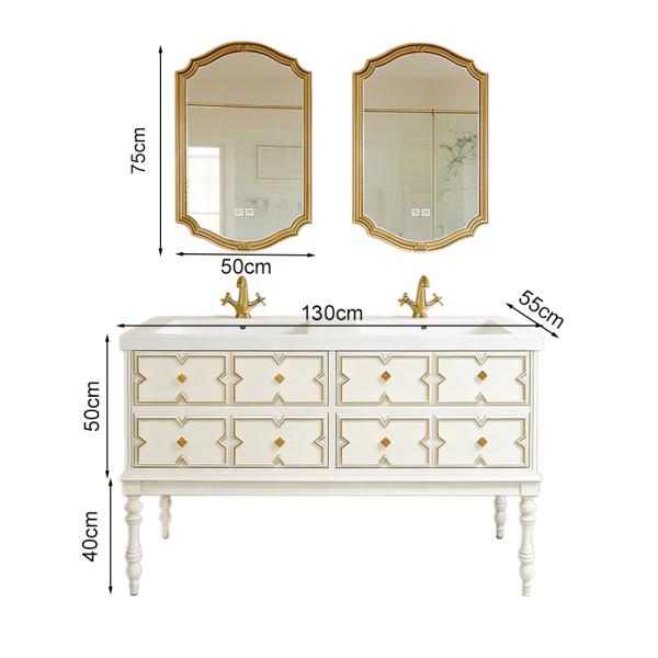 MuXing Sinterstein Waschbecken Set, Badezimmer Waschtisch Set, Modernes Badmöbel Set, mit Armaturenloch 130*55cm