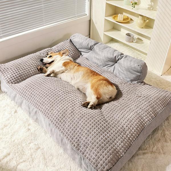 Muxing Hundebett, abnehmbar und waschbar, weiche Hundematte als Schlafmatte, Haustierbett, Hundekissen, Hundeliege für kleine Hunde Grau