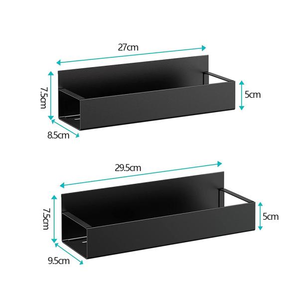 MuXing Magnetisches Küchenregal, Kühlschrank-Seitenregal ohne Bohren, Gewürzregal und Aufbewahrungsregal für Küche Schwarz 29.5*9.5*7.5cm 【CX-9568】