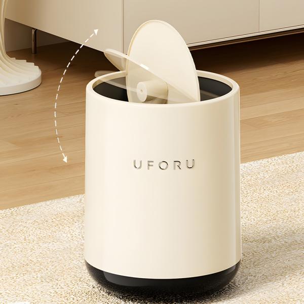 MuXing Mülleimer mit Deckel – Geruchsneutraler Abfalleimer für Wohnzimmer, Küche, Hygienisch, Fassungsvermögen, Langlebig Cremeweiß 24*32cm 15L 【LJFG069】