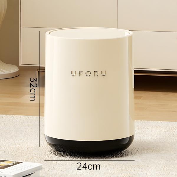 MuXing Mülleimer mit Deckel – Geruchsneutraler Abfalleimer für Wohnzimmer, Küche, Hygienisch, Fassungsvermögen, Langlebig Cremeweiß 24*32cm 15L 【LJFG069】