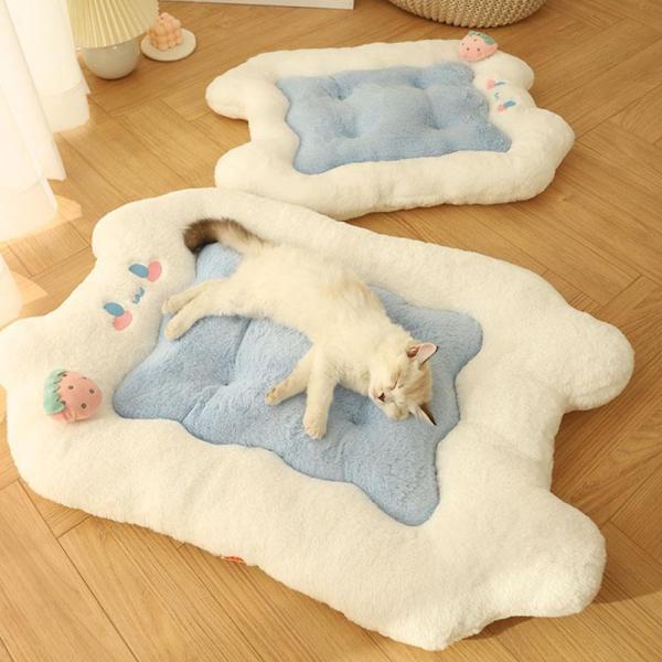 Muxing Katzenbett und Hundebett, weiche Haustier-Schlafmatte, Katzenmatte, Hundematte, Haustierdecke für kleine Hunde und Katzen Weiß