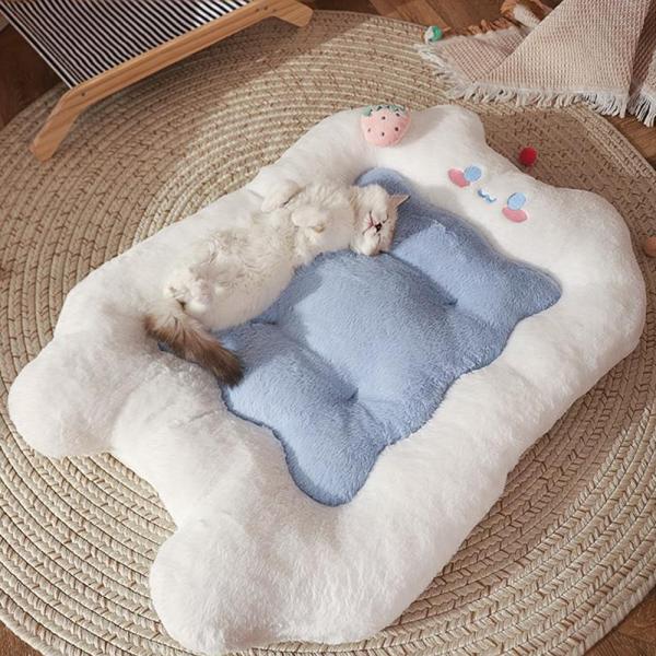 Muxing Katzenbett und Hundebett, weiche Haustier-Schlafmatte, Katzenmatte, Hundematte, Haustierdecke für kleine Hunde und Katzen Weiß