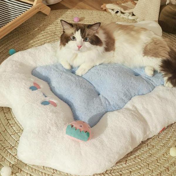 Muxing Katzenbett und Hundebett, weiche Haustier-Schlafmatte, Katzenmatte, Hundematte, Haustierdecke für kleine Hunde und Katzen Weiß