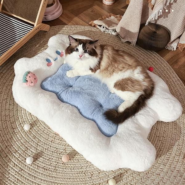 Muxing Katzenbett und Hundebett, weiche Haustier-Schlafmatte, Katzenmatte, Hundematte, Haustierdecke für kleine Hunde und Katzen Weiß
