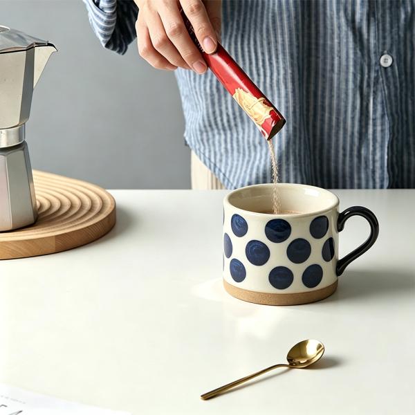 Muxing Keramik Kaffeebecher mit Henkel, Tasse, Trinkbecher, Teetasse, Cappuccinotasse, Kaffeetasse, Retro Becher 450ML