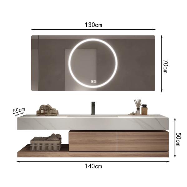 Muxing Waschbecken mit schublade Ablage Waschtisch LED Spiegel Badezimmerspüle 【RW2032-K】