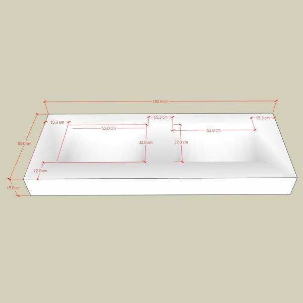 Muxing Waschbecken aus Sinterstein Waschbecken Doppelspüle Spüle mit zwei Becken Waschtisch-Set mit LED-Spiegel und Schränk【RW3318 BKK】